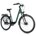 VELO MUSCULAIRE CITY BIKE 28 LEADER FOX ESCALANTE 2025 MIXTE VERT BRILANT 8V (18'' - H45,7cm - TAILLE M - POUR ADULTE DE 170cm à 178cm)