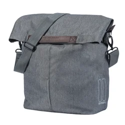 SHOULDER BAG FOR BICYCLE (or rear single bag) - BASIL CITY SHOPPER-LIGHT GREY- LEFT/RIGHT 14/16Lt - HOOKS ON CARRIER - WATERPROOF FOLDING CLOSING
