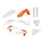 CARROSSERIE/CARENAGE MOTO MX KTM 125, 250 SX, 250, 450 SX-F, 250 XC, 250, 450 XC-F 2019> ORANGE KTM/BLANC (COULEUR OEM) (KIT PLASTIQUES 10 PIECES)  -POLISPORT-