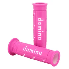 REVETEMENT POIGNEE DOMINO MOTO ON ROAD A250 FUCHSIA/BLANC OPEN END 120-125mm (PAIRE)