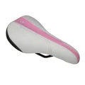 SADDLE- DDK FOR CHILDREN MISSION WHITE / PINK/SILVER PATTERN 240x160mm -STEEL RAIL - BLACK