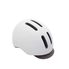 URBAN BIKE ADULT HELMET- POLISPORT COMMUTER - WHITE MAT - WITH GREY VISOR- EURO 58-61 SYSTEM QUICK LOCK WITH INTEGRATED LIGHTING
