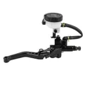 MAITRE CYLINDRE DE FREIN MOTO UNIVERSEL AVANT AVEC BOCAL SEPARE DIAM 45mm ALU CNC NOIR DROIT (COURSE REGLABLE 4 POSITIONS)  -P2R-