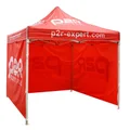 TENTE PADDOCK/BARNUM/TONNELLE  P2R 2,5x2,5M ROUGE/BLANC STRUCTURE ACIER, TOILE POLYESTER OXFORD, HAUTEUR REGLABLE (AVEC CLOISONS)
