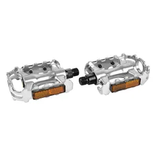 FLAT PEDAL FOR ROAD BIKE- NEWTON 500 SILVER -ALUMINIUM- 9/16" - 108x64mm 371g (PAIR ON CARD)