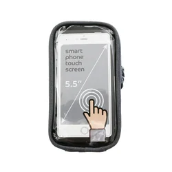 SACOCHE DE CADRE/POTENCE VELO BASIL POUR PORTABLE / I-PHONE FIXATION A VELCRO GRIS FONCE 1L (SANGLES TUBE OVERSIZE) (19x11x11cm)
