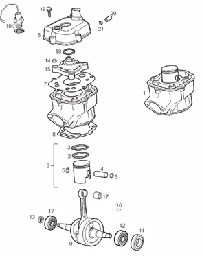 Arbre moteur - Cylindre - Piston