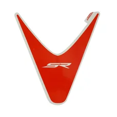 AUTOCOLLANT/STICKER/DECOR FACE AVANT CENTRAL ORIGINE PIAGGIO APRILIA 50 SR 2018> BLANC 544/ROUGE 885/A  -2H002294000A1-