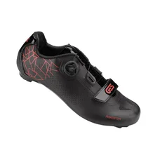 CHAUSSURE ROUTE GES ROADSTER2 NOIR/ROUGE T45 FIXATION MICROCLIP ATOP/VELCRO COMPATIBLE LOOK/SHIMANO (PAIRE)