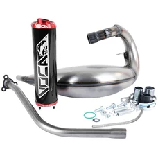 POT 50 A BOITE VOCA CROSS BESTIA POUR FANTIC 50 ENDURO XE, MOTARD XM 2021> EURO 5 (PASSAGE HAUT - SILENCIEUX ALU NOIR EMBOUT ANODISE ROUGE)