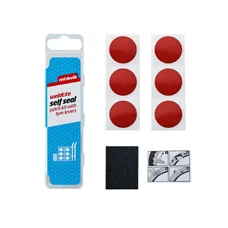 REPAIR KIT -  FOR BICYCLE INNER TUBE-  WELDTITE RED DEVILS WITH SELF-ADHESIVES PATCHES (RED) - IN BOX (6 SELF-ADHESIVE PATCHES 25mm + SCRAPPER) WITH INSTRUCTIONS