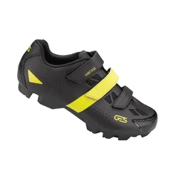 CHAUSSURE VTT GES VANTAGE2 NOIR/JAUNE FLUO T39 FIXATION 3 VELCROS COMPATIBLE SPD (PAIRE)