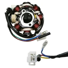 IGNITION STATOR FOR SCOOT 50cc CHINESE 4STROKE GY6,139QMB/PEUGEOT 50 KISBEE, V-CLIC 4STROKE/KYMCO 50 AGILITY 4STROKE/SYM 50 ORBIT 4STROKE/BAOTIAN 50 BT49QT 4STROKE (8 POLES - VERSION 2 - 5 WIRES)  -P2R-