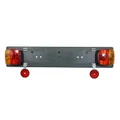 LIGHT BAR/LICENSE PLATE HOLDER - 7 PLUGS ELECTRIC SPIT+REFLECTORS - FOR REAR BIKE CARRIERS