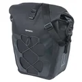 SACOCHE ARRIERE VELO LATERALE BASIL NAVIGATOR CYCLOTOURISTE WATERPROOF 25-31L NOIR FIXATION HOOK ON SUR PORTE BAGAGE (32x15x37cm) AVEC POIGNEE ET BANDOUILLERE FERMETURE ENROULEMENT