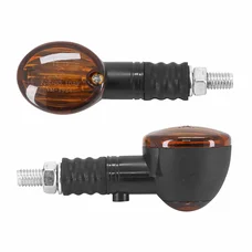 CLIGNOTANT UNIVERSEL REPLAY MICRO OVALE A AMPOULE BA9S ORANGE/NOIR AVEC TEMOIN BASE COURTE (L 71mm / H 30mm / L 36mm) (HOMOLOGUE CE) (PAIRE)