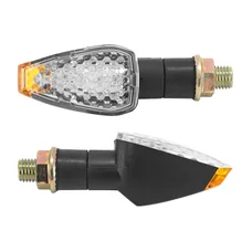 CLIGNOTANT MOTO AVOC GAMA A LEDS BASE ABS TRANSPARENT/NOIR TIGE COURTE (L 70mm / H 28mm / L 29mm) (HOMOLOGUE CE) (PAIRE)