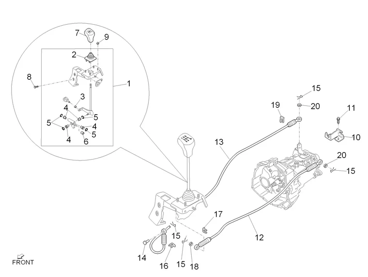 Sélecteurs internes de la boîte de vitesses 