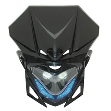 HEADLIGHT FAIRING FOR 50cc MOTORBIKE REPLAY RR8 BLACK WITH BLUE LEDS