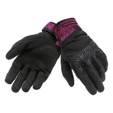 GLOVES " Summer" TUCANO MIKY LADY BLACK/FUCHSIA GRAPHIC -Euro 8 (M)  (APPROVED EN 13594:2015-CE) (SCREEN TOUCH FUNCTION)