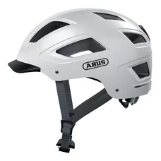 CASQUE VELO ADULTE ABUS URBAIN  HYBAN 2.0 BLANC POLAIRE ECLAIRAGE INTEGRE TAILLE  M (52-58cm) REGLAGE MOLETTE