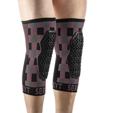 PROTECTION GENOUILLERES VTT SERYT CHECKER ANTIBACTERIEN, ANTIDERAPANTE, SANS COUTURE DAMIER GRIS/MARRON M (VENDU A LA PAIRE) 300 g -CE EN 1621.1 NIVEAU 1