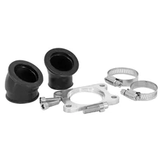 PIPE ADMISSION 50 A BOITE REPLAY SOUPLE POUR MINARELLI 50 AM6/BETA 50 RR/PEUGEOT 50 XP6/YAMAHA 50 TZR, DTR (POUR PHBG/PHVA, DIAMETRE INTERIEUR 24mm, AVEC 2 MANCHONS 30° + 45°)