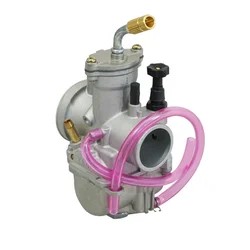 CARBURATEUR TYPE PWK 28 SILVER A BOISSEAU PLAT ENTRE AIR POLI AVEC COUDE TOURNANT  -QUALITE PREMIUM-  -P2R-