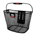 FRONT BASKET -  STEEL MESH- KLICKFIX 16Lt WITH HANDLE- (36x26x25cm) TO BE ADAPTED ON HANDLEBAR WITH PLASTIC PLATE - with clip for headlight (WITHOUT BRACKET)