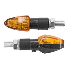 CLIGNOTANT UNIVERSEL REPLAY MICRO FLECHE A AMPOULE BAU9S BASE ABS ORANGE/CARBONE (L 55mm / H 20mm / L 23mm) (HOMOLOGUE CE) (PAIRE)