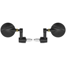 RETROVISEUR MOTO AVOC CHICAGO EMBOUT DE GUIDON ROND ALU CNC NOIR DIAM 76mm DIAM 13 et 17 mm REVERSIBLE (PAIRE)