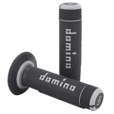 REVETEMENT POIGNEE DOMINO MOTO OFF ROAD A020 NOIR/GRIS CLOSED END 120-123mm (PAIRE)
