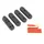WHEEL BOLT COVERS SET (4 - rear+front) with red reflectors stickers - FOR E-SCOOTER XIAOMI M365, PRO -black - SELECTION P2R-