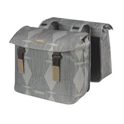 SACOCHE ARRIERE VELO DOUBLE BASIL ELEGANCE 40L TAUPE FIXATION VELCROS SUR PORTE BAGAGE (49x36x8 cm)