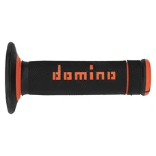 REVETEMENT POIGNEE DOMINO MOTO OFF ROAD A190 NOIR/ORANGE CLOSED END 120-123mm (PAIRE)