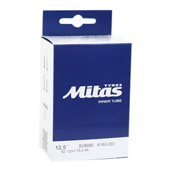 CHAMBRE A AIR VELO 12 1/2 x 2 1/4 RUBENA VALVE STANDARD COUDEE 90- et 90- SENS DE ROULEMENT (47/62x203)