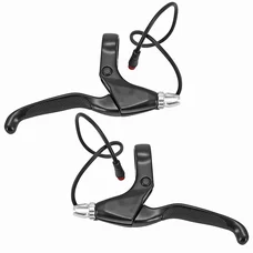 LEVIER DE FREIN VAE / E-BIKE ALU NOIR/ARGENT (LONGUEUR CABLE 300 mm) (PAIRE)  -P2R-