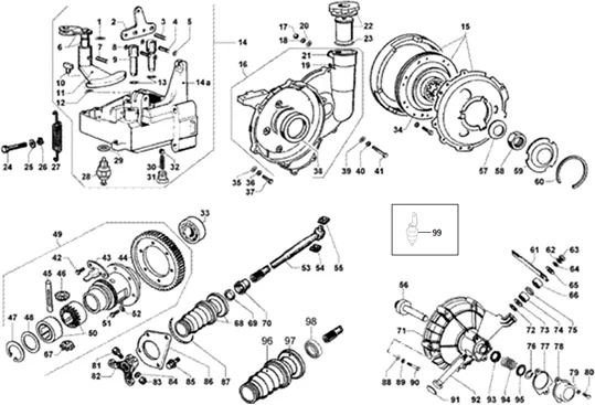 Boitier changement - differentiel - demi-axes - embrayage version à vitesses