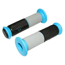 REVETEMENT POIGNEE REPLAY SCOOT 3D NOIR/ARGENT/BLEU OPEN END livré avec cache 125mm (PAIRE) -QUALITE PREMIUM MADE IN TAIWAN-  (OFFRE LIMITEE)