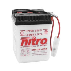 BATTERIE 6V 4 Ah 6N4-2A-4 NITRO CONVENTIONNELLE AVEC ENTRETIEN (Lg71xL71xH96mm)