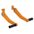 SELECTEUR DE VITESSE ET PEDALE DE FREIN ARRIERE MOTO POUR KTM 125 DUKE ALU CNC ANODISE ORANGE EMBOUT NOIR (PAIRE)  -AVOC-