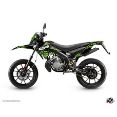 KIT DECO AUTOCOLLANT/STICKER 50 A BOITE PREDATOR NOIR/VERT POUR DERBI 50 DRD XTREME 2010>2017  -KUTVEK-