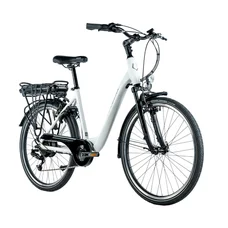 VELO ELECTRIQUE/VAE CITY 26 LEADER FOX LATONA MIXTE BLANC 7V MOTEUR ROUE AR BAFANG 36V 45Nm BATTERIE 15Ah (16,5'' - H43cm - TAILLE S - POUR ADULTE DE 158cm à 168cm)