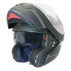 HELMET-FLIP-UP MT ATOM SV  (DOUBLE VISORS) SOLID BLACK MATT    XS