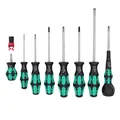 WERA 9527 - BALL GRIP SCREWDRIVER SET 9 Pieces - Slotted, Phillips,Torx - Black/green - German tools for workshop.