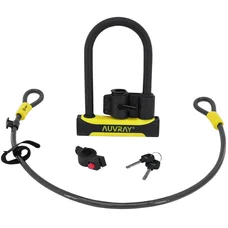 ANTITHEFT FOR BICYCLE -U LOCK AUVRAY U ROC 80x245 mm (Ø 14 mm) WITHOUT BRACKET-WITH EXTENDER CABLE 1 M (Ø12 mm)- Security level 8/10 - 2 Stars Fub Approved