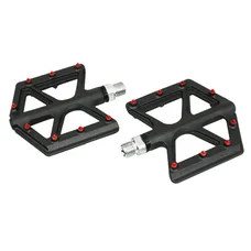 FLAT PEDAL FOR BMX/MTB/DOWNHILL -  P2R - BLACK/RED PINS - ALUMINIUM / CARBON FIBER - THREADED 9/16  (PAIR)