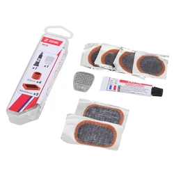 KIT REPARATION PNEU TUBELESS VTT ZEFAL PAR L'INTERIEUR AVEC RUSTINES - BOITE (4 PATCHS 33mm + 2 PATCHS 50x30mm + COLLE 5g + RAPE ACIER) AVEC NOTICE