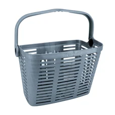 FRONT BASKET- PLASTIC - GREY FOR EBIKE - WITH HANDLE - Wd 90mm - ON CLIPS (WITH ADAPTER Ø 22/26/32) -  MAX LOAD 5 KGS
