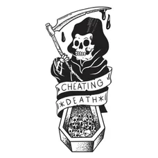 STICKER LETHAL THREAT MINI CHEATING DEATH (60x80mm)